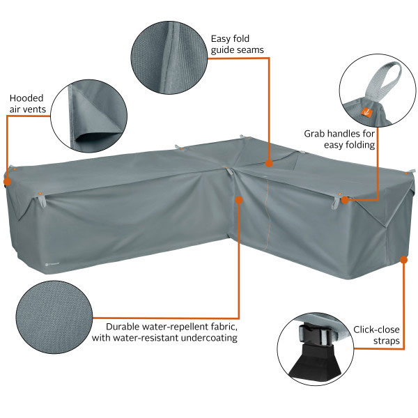 104 Inch Easy Fold Patio Right-Facing Sectional Lounge Set Cover, Goat Tan - Image 5